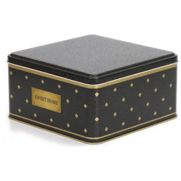 198x198x100 mm Square Metal Storage box 3.7L Gold sweet home