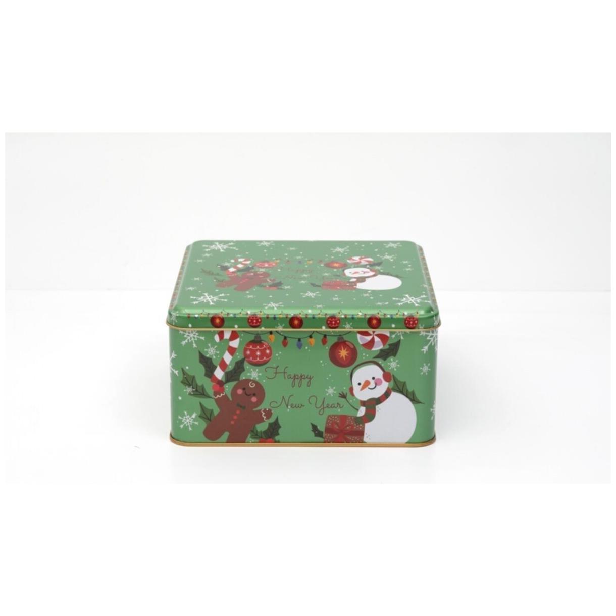 198x198x100 mm Square Metal Storage box 3.7L Snowman