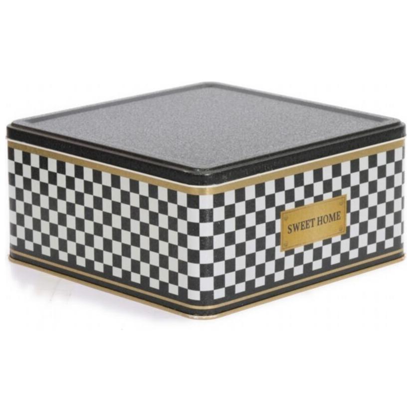 235x235x110 Square Tin Box 5.8L slip lid  Checkerboard