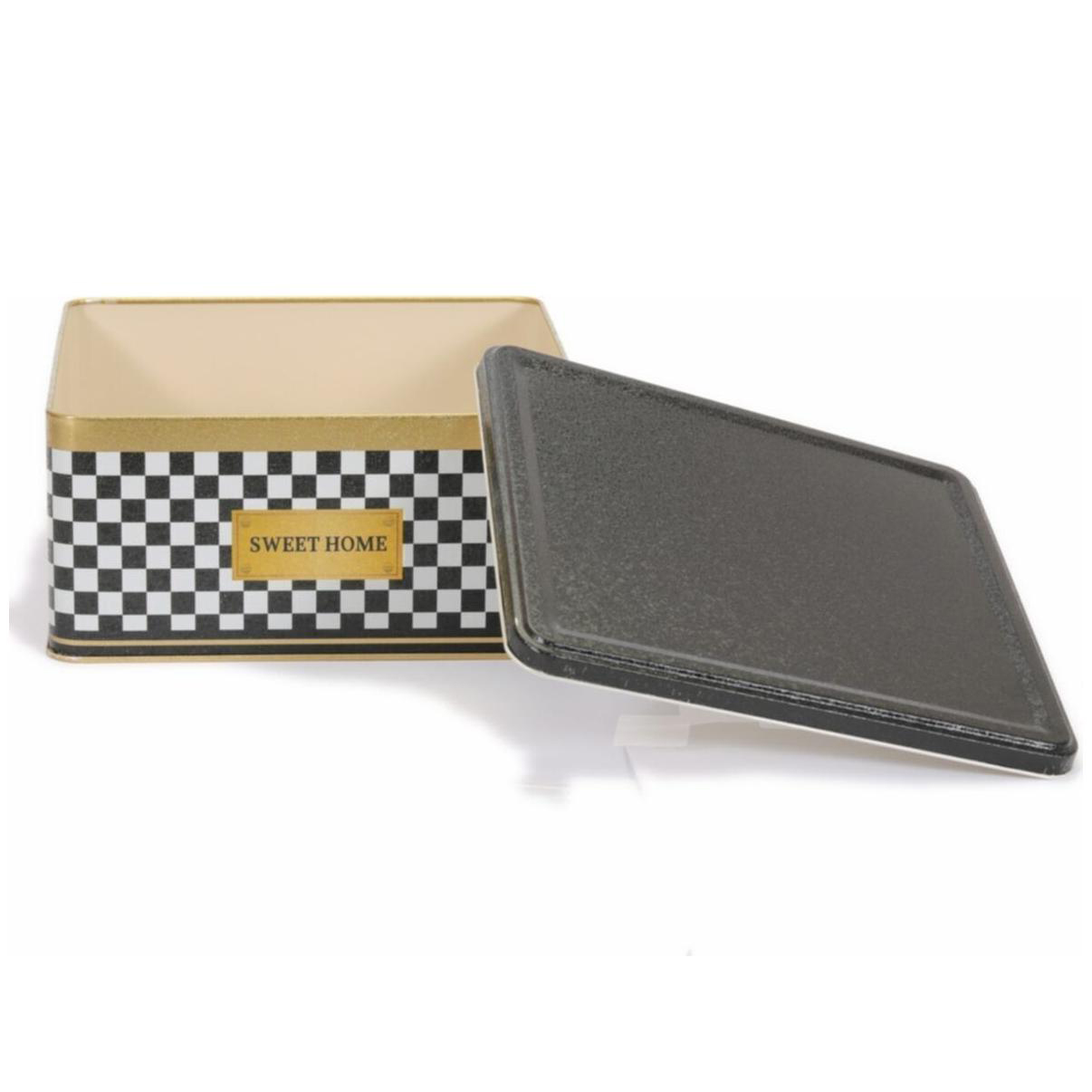 235x235x110 Square Tin Box 5.8L slip lid  Checkerboard
