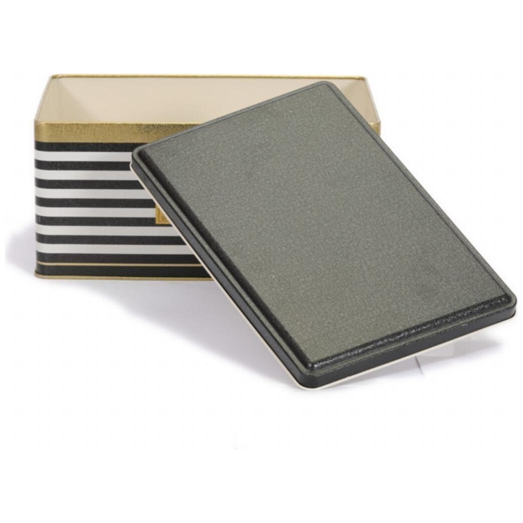 170x260x120 mm Rectangular Metal Storage Box Slip Lid 5.1L Black and White Line Sweet Home