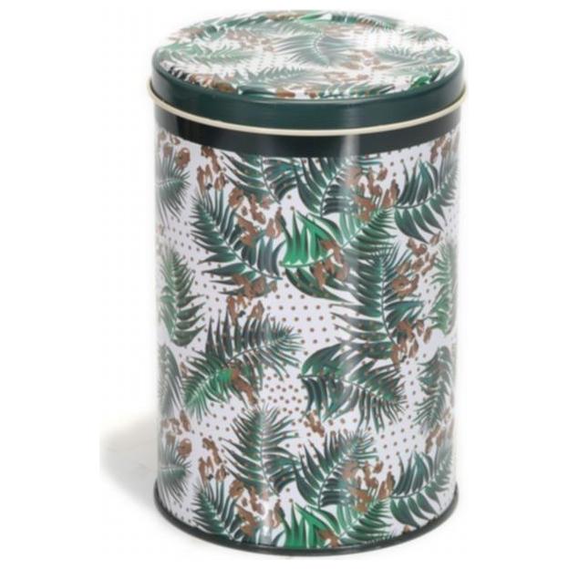 Ø105x130 mm Round Tin Box  1L  Wire Clasp and Transparent Lid Vintage Green