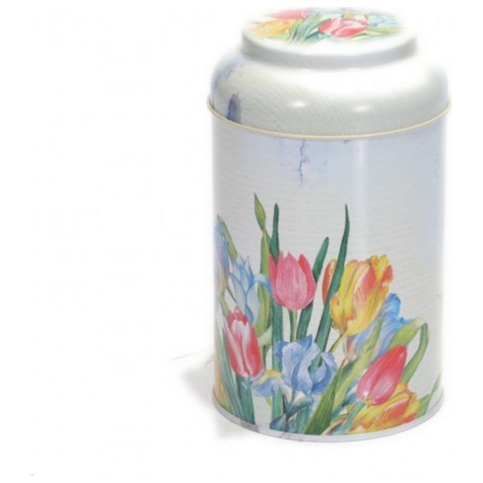Ø105 x 150 mm  Round Metal Tin – 1.2L with Dome Lid Flower Tulip