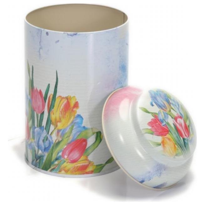 Ø105 x 150 mm  Round Metal Tin – 1.2L with Dome Lid Flower Tulip