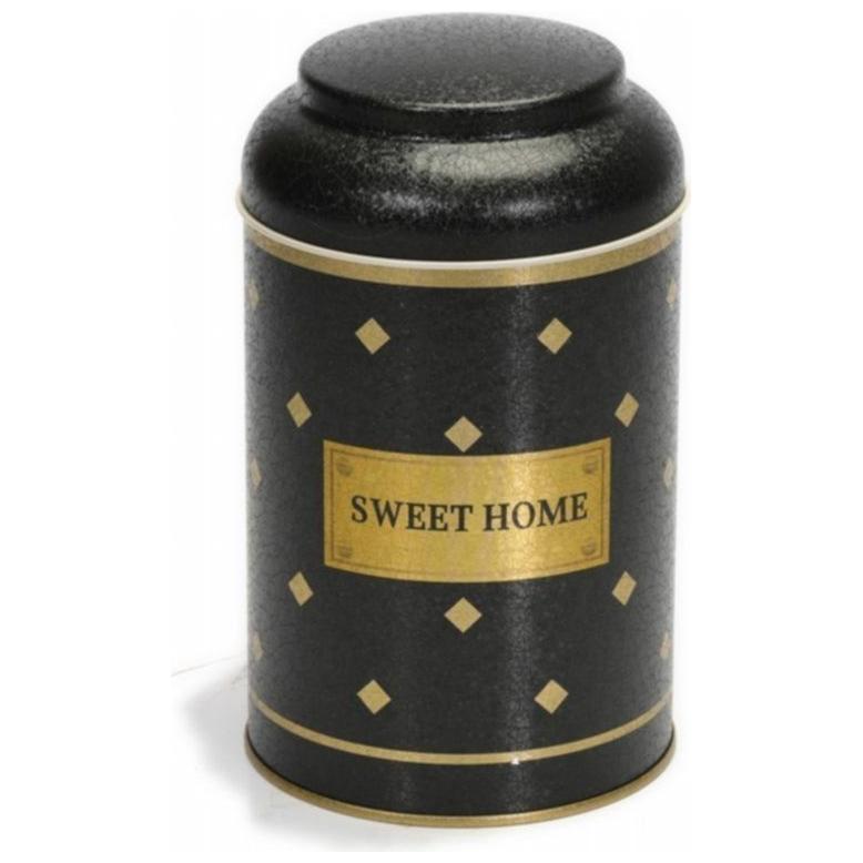 Ø105 x 150 mm  Round Metal Tin – 1.2L with Dome Lid Gold sweet home