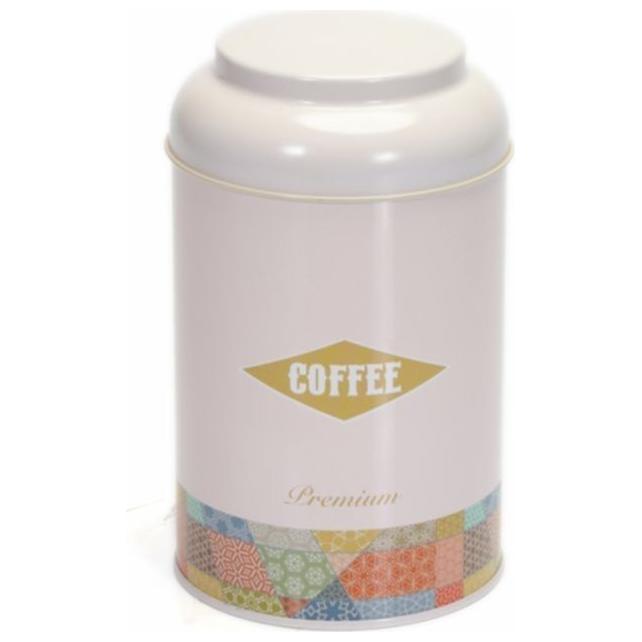 Ø105 x 150 mm  Round Metal Tin – 1.2L with Dome Lid Patchwork  Pattern Pink Background