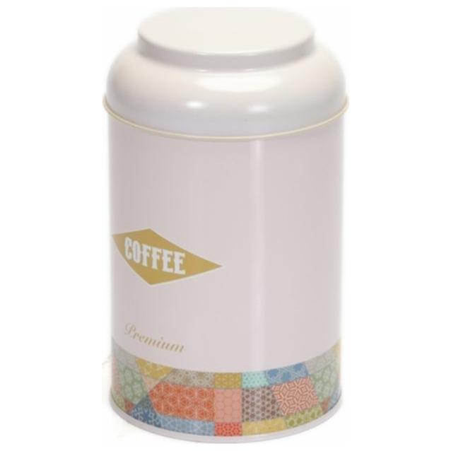 Ø105 x 150 mm  Round Metal Tin – 1.2L with Dome Lid Patchwork  Pattern Pink Background