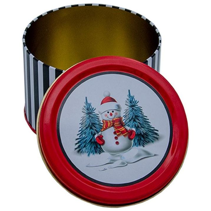 Ø140x90 mm Round Box  1.2L Line Black Snowman