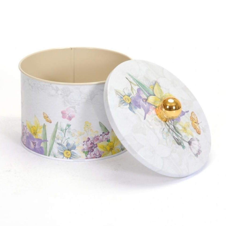 Ø140x100 mm  Metal Round Canister Knob Handle 1.3L Flower Gray