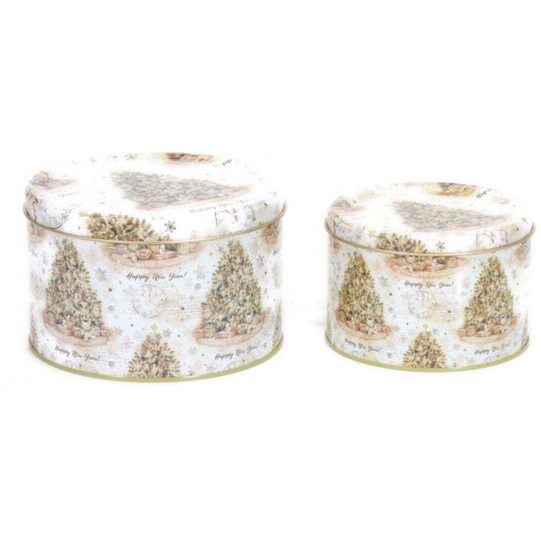  Ø175x110 mm Round Metal Canister 2.5L Lets be Jolly