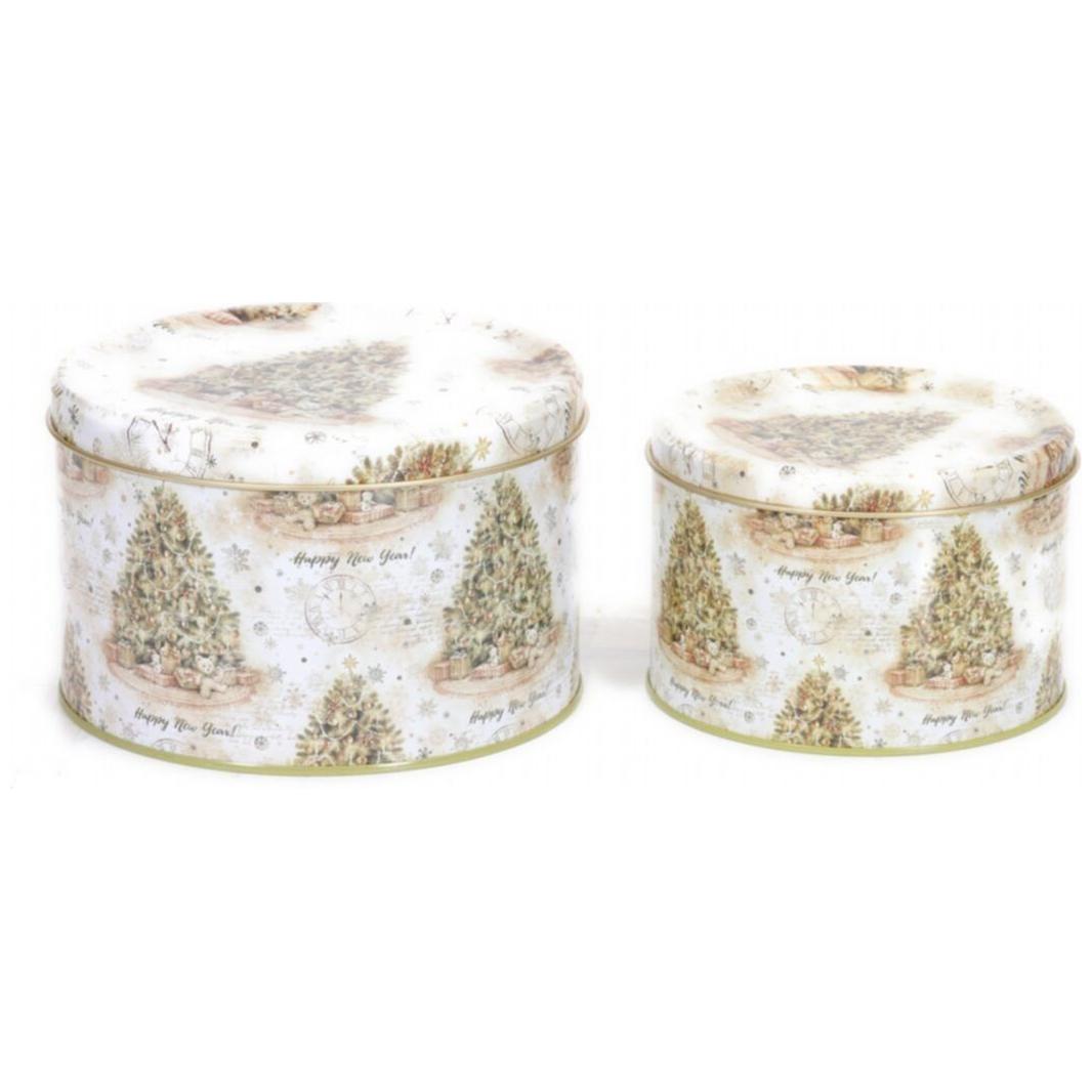  Ø175x110 mm Round Metal Canister 2.5L Lets be Jolly