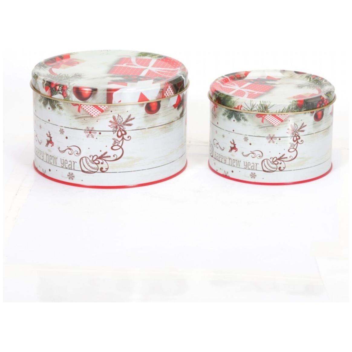  Ø175x110 mm Round Metal Canister 2.5L New Year Red