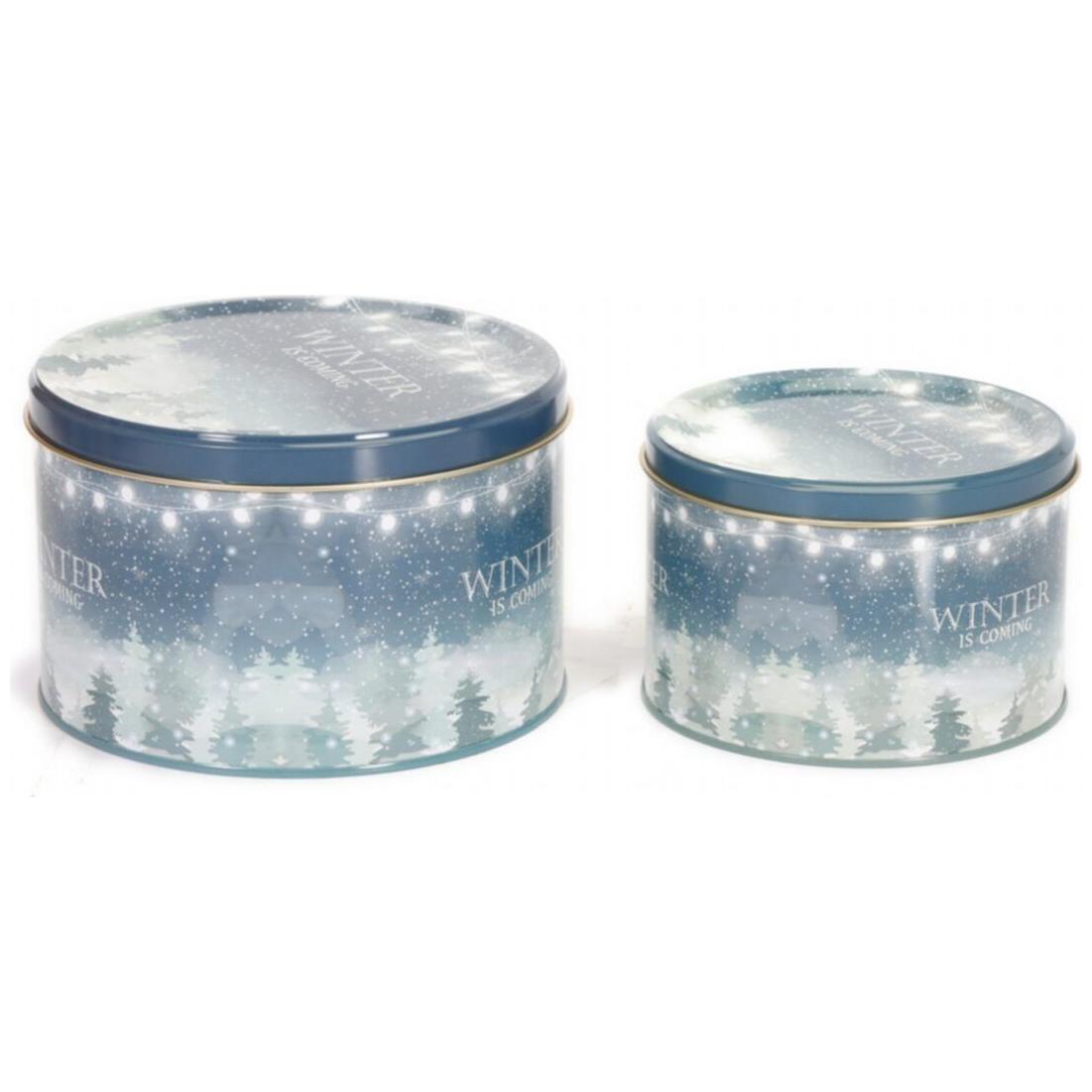 Ø175x110 mm Round Metal Canister 2.5L Vinter is coming