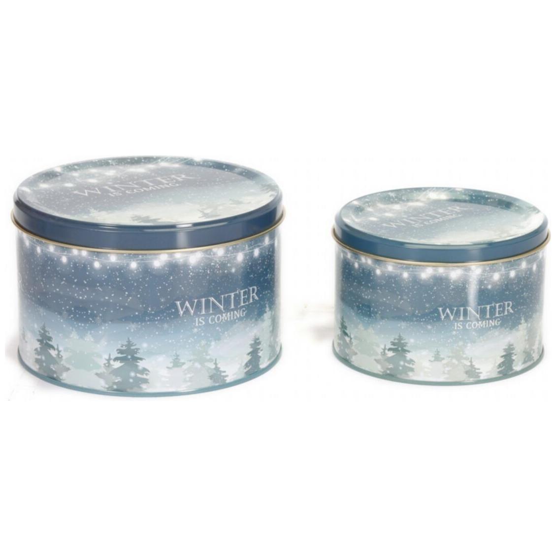 Ø175x110 mm Round Metal Canister 2.5L Vinter is coming
