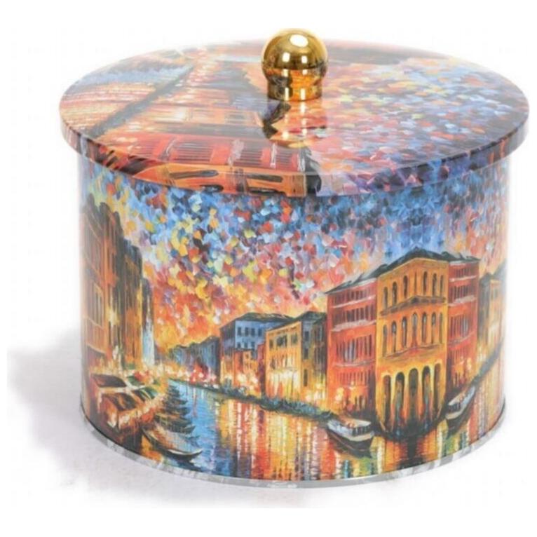 Ø175x130 mm Metal Round Canister 2.9L Knob Handle Afremov River