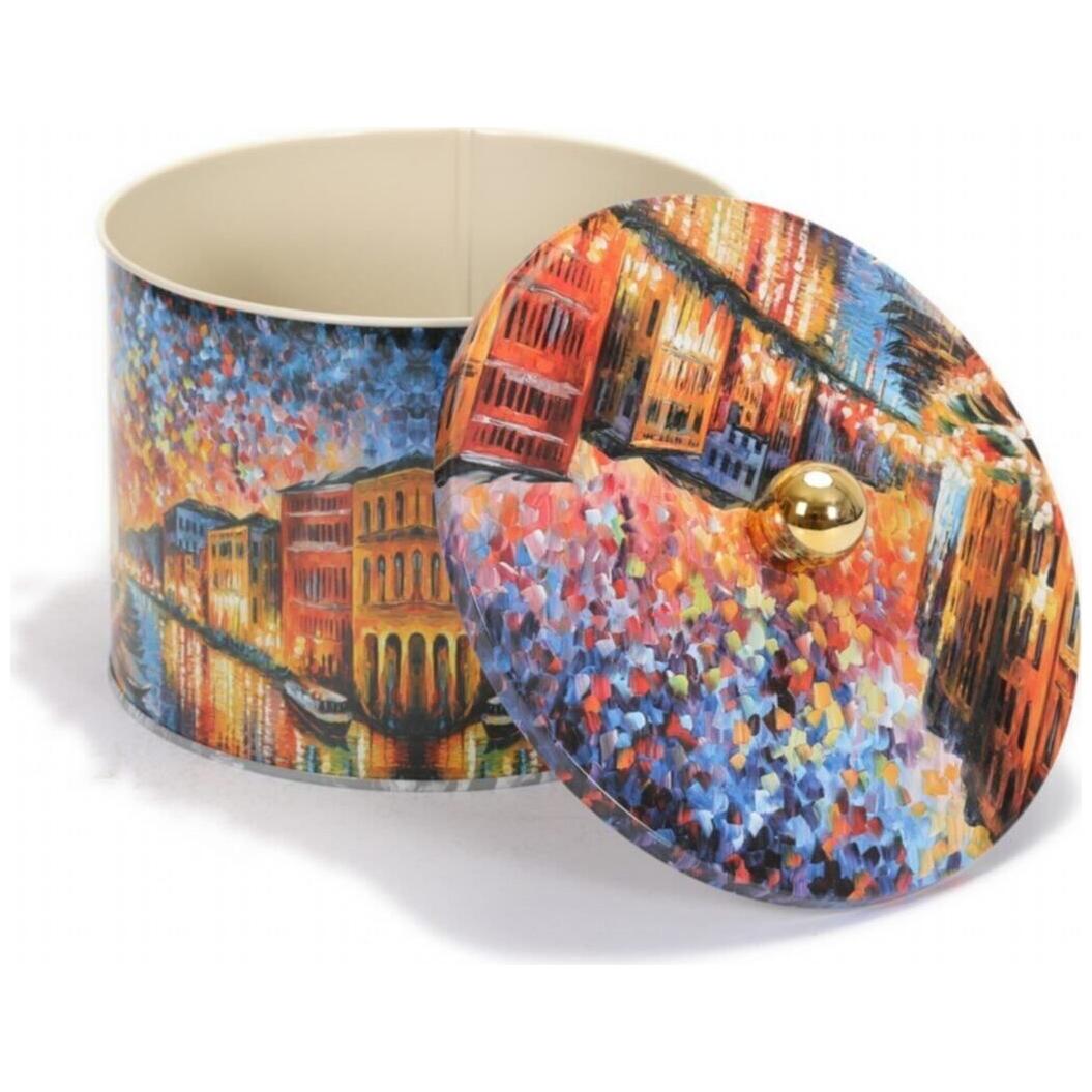 Ø175x130 mm Metal Round Canister 2.9L Knob Handle Afremov River