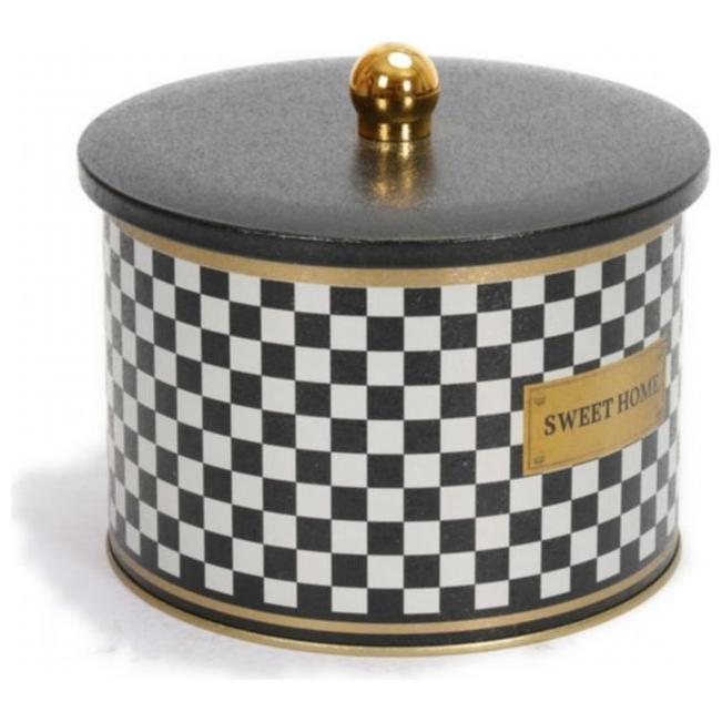 Ø175x130 mm Metal Round Canister 2.9L Knob Handle  Checkerboard