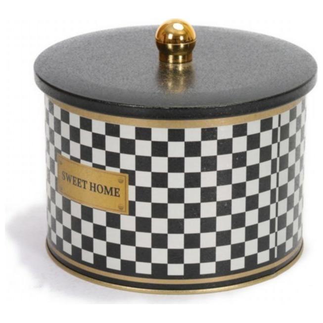 Ø175x130 mm Metal Round Canister 2.9L Knob Handle  Checkerboard