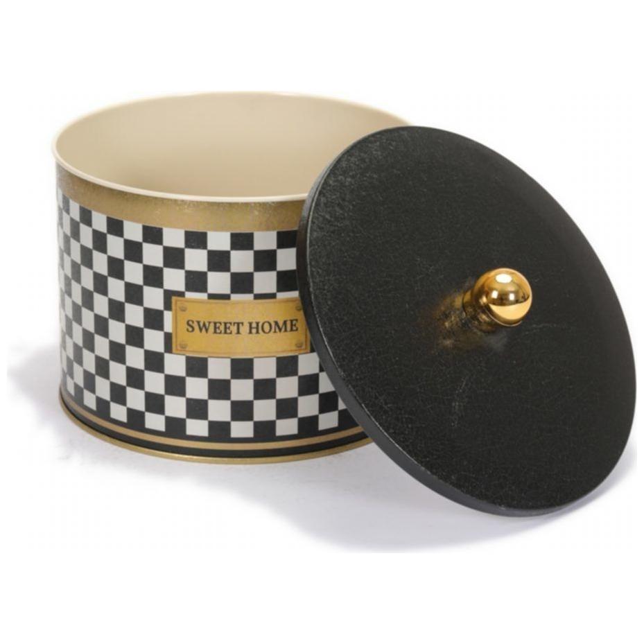 Ø175x130 mm Metal Round Canister 2.9L Knob Handle  Checkerboard