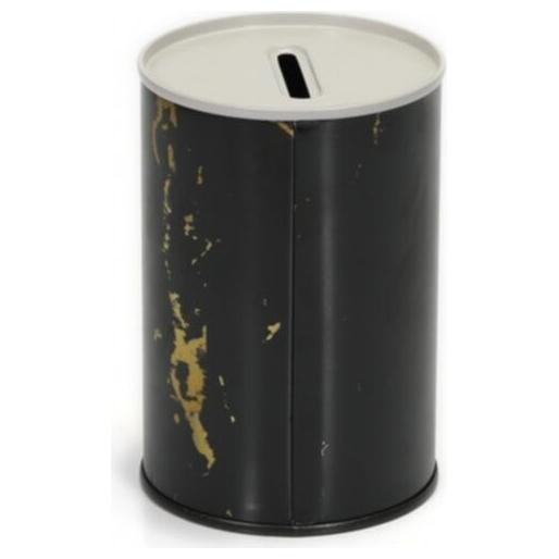 Metal Roud Coin Bank – Ø73x110 mm 0.3L Marble Black