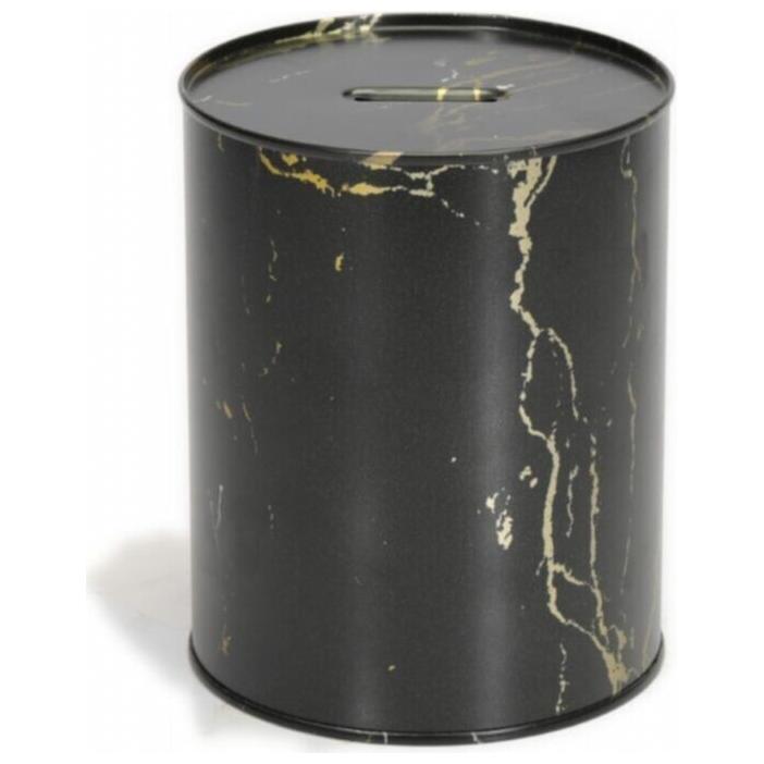 Metal Roud Coin Bank –Ø105x150 mm , 1.1L Marble Black