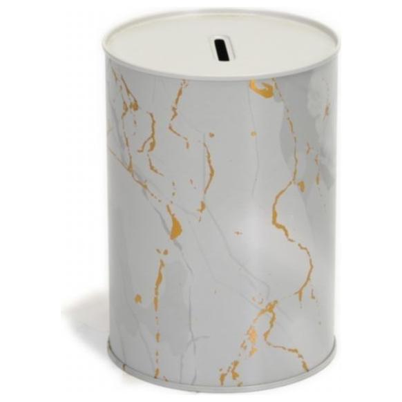Metal Roud Coin Bank –Ø105x150 mm , 1.1L Marble White
