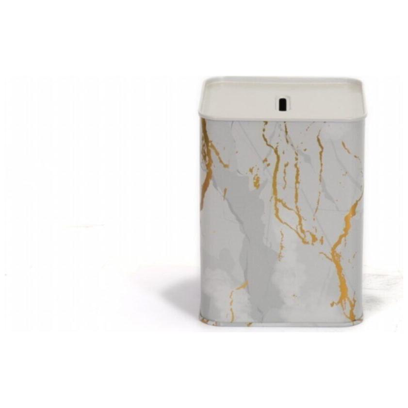 Metal Square Coin Bank 105x105x140 mm 1.4L Marble White