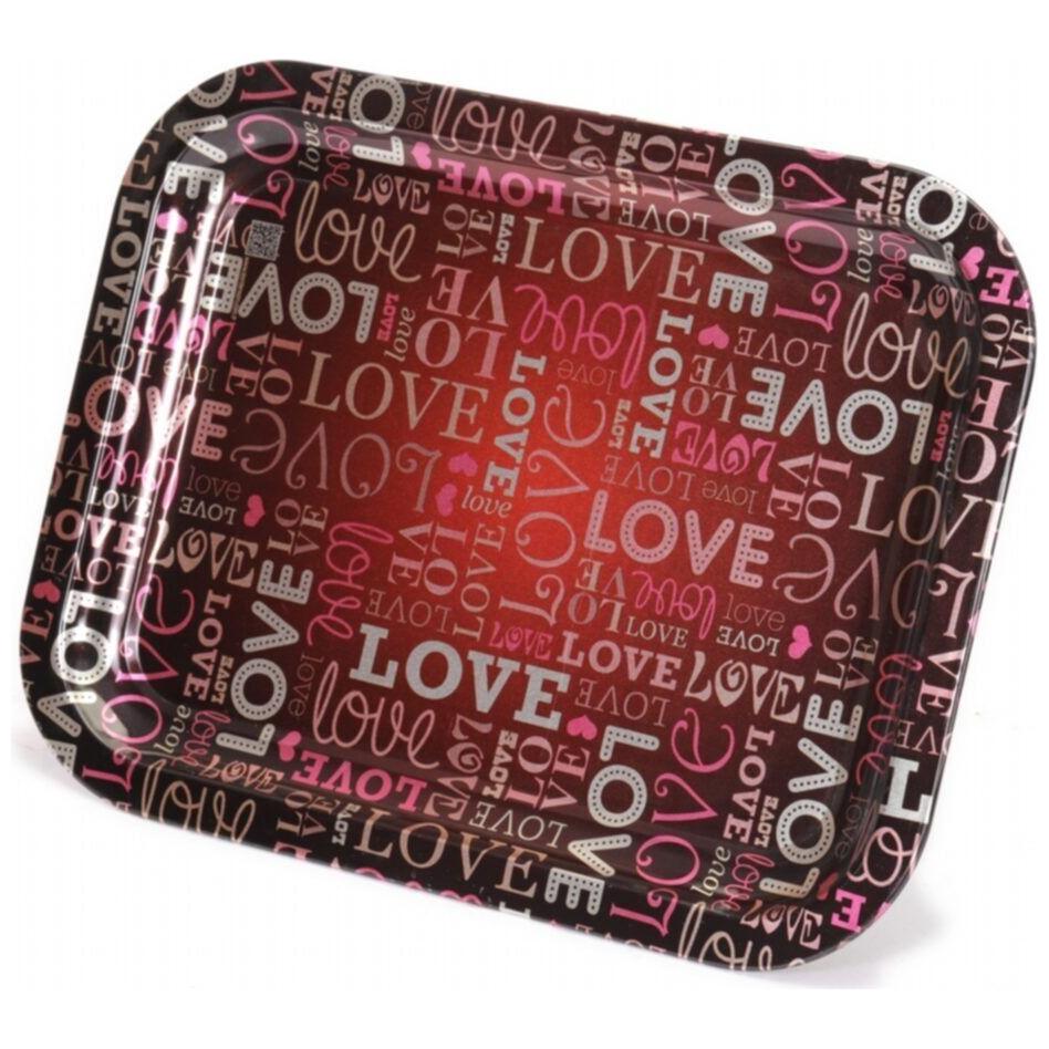 233x307 mm Metal Rectangular Tray Red Love