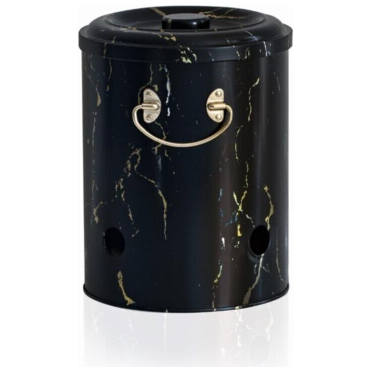  Ø175x225mm  Metal Potato &amp; Onion Storage Bin  5L Marble Black