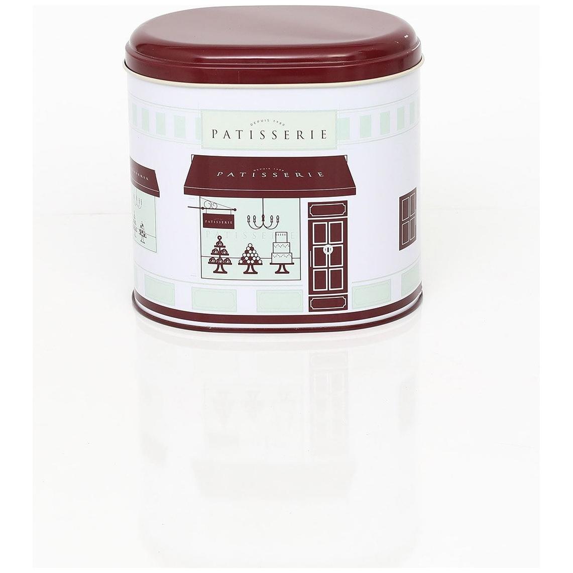 3 Pcs Round Tin Box Kitchen Set Dome Lid Claret Red and White Line  Patisserie Design