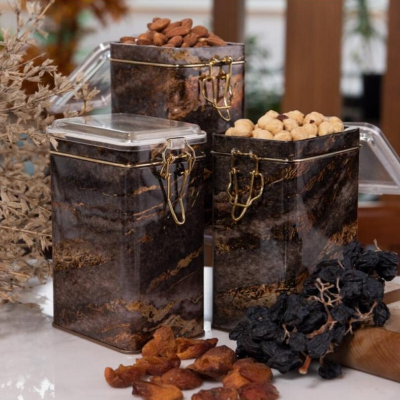 Rectangular Metal Box  set 75x100x150 mm (3 Pcs ) Wire Clasp and Transparent Lid Rock and Gold Rock and Gold Design