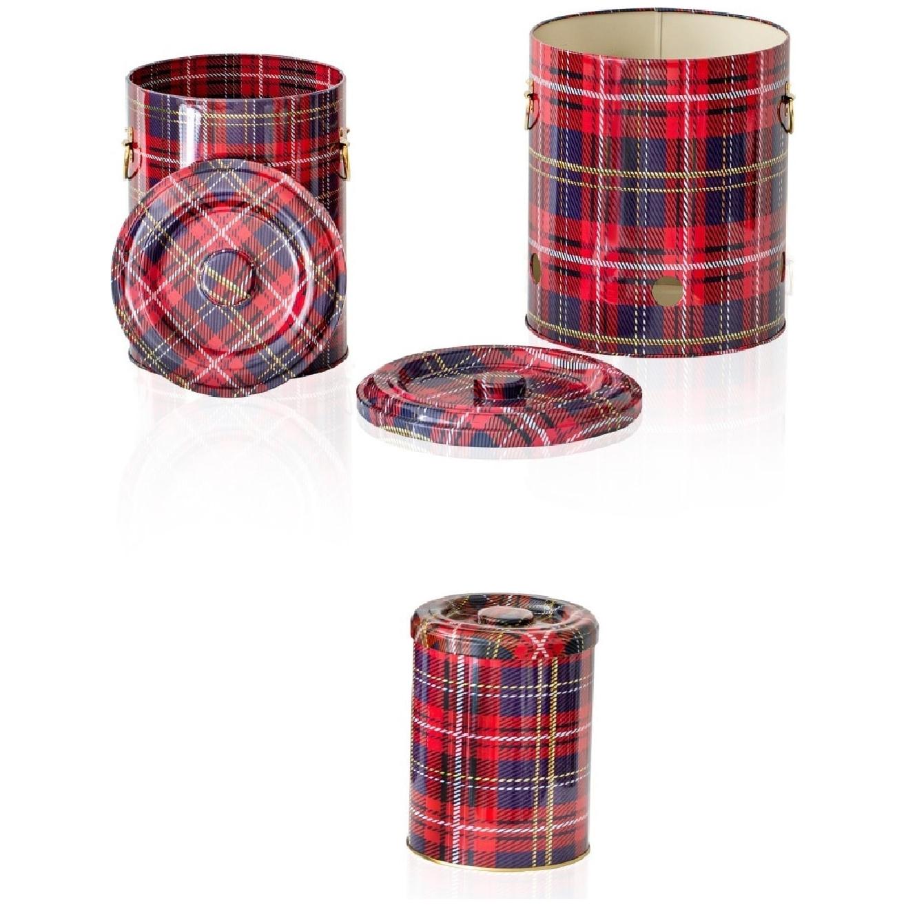 Triple Metal Bin Set for Potato Onion and Garlic  (3 Pcs)  Plaid Plaid Design