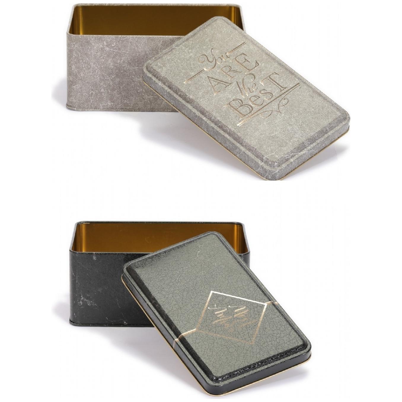 Rectangular Metal Tin Box Set 115x190x80 ( 2 pcs )  Marble Sanabella Design