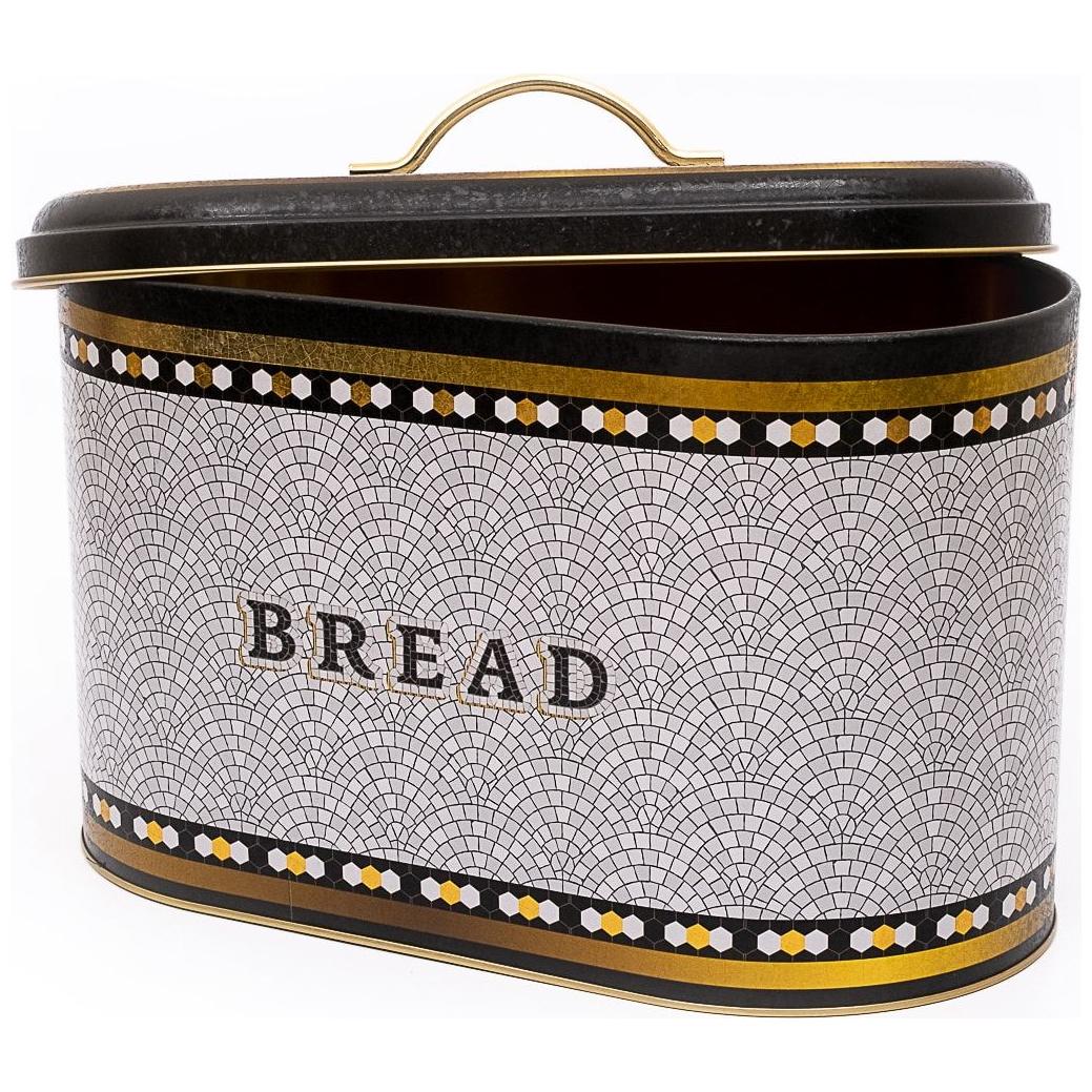 178 x 338 x 200 mm Metal Bread Box  Metal Handle 9.8L Geometric Mosaic Pattern