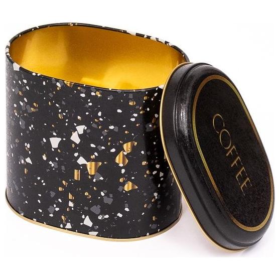 Oval Metal Tin – 140 x 120 x 130 mm (1.4L)  Terrazzo Black