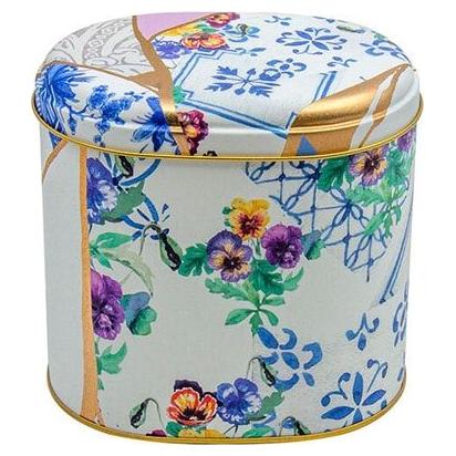 Oval Metal Tin – 140 x 120 x 130 mm (1.4L)  Kintsugi Gold vein Rose 