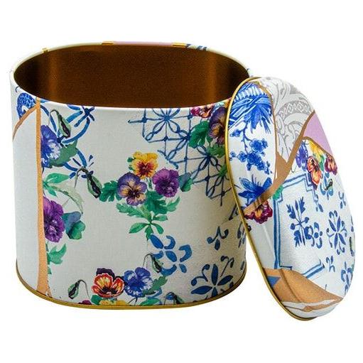 Oval Metal Tin – 140 x 120 x 130 mm (1.4L)  Kintsugi Gold vein Rose 