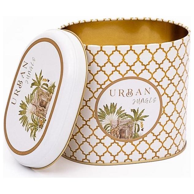 Oval Metal Tin – 140 x 120 x 130 mm (1.4L)  Tropical Jungle – A Lush Paradise of Nature &amp; Wildlife