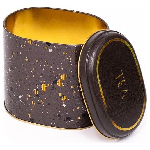 Oval Metal Tin – 140 x 120 x 130 mm (1.4L)  Terrazzo Brown