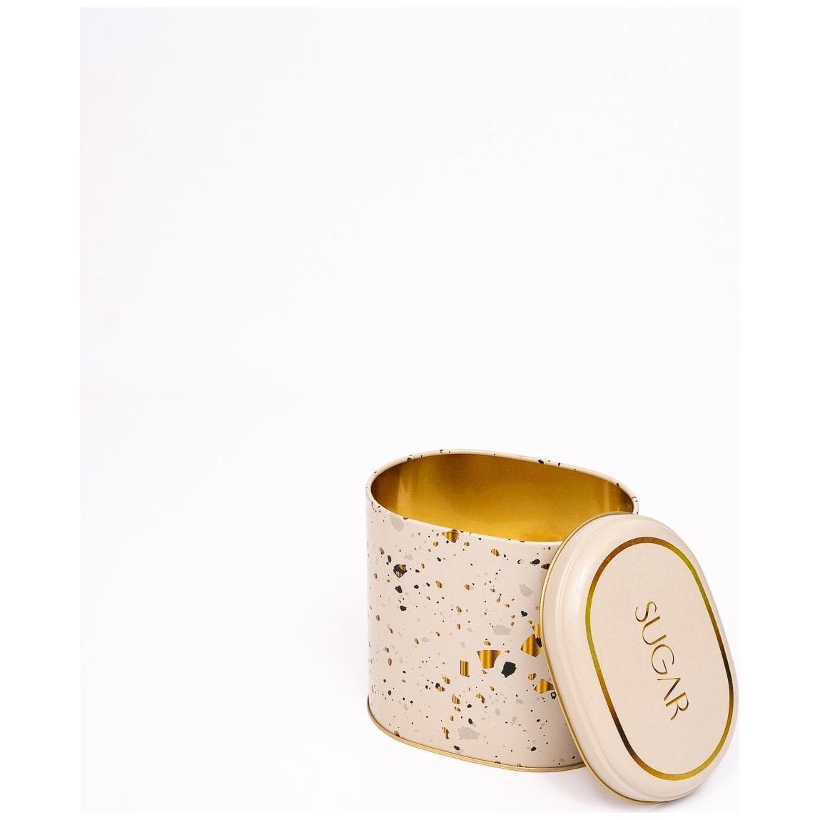 Oval Metal Tin – 140 x 120 x 130 mm (1.4L)  Terrazzo Cream