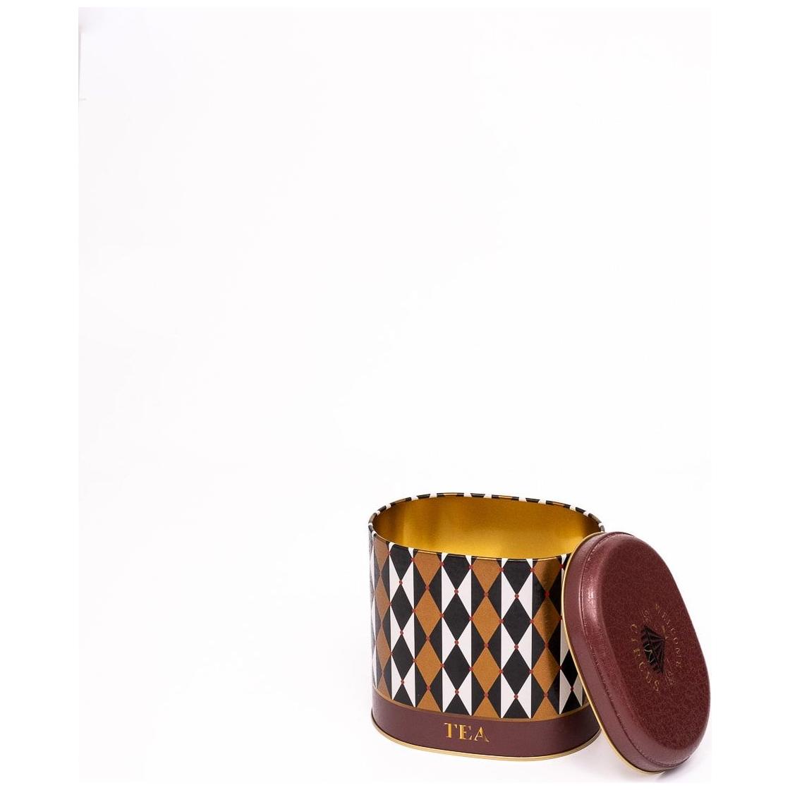 Oval Metal Tin – 140 x 120 x 130 mm (1.4L)  Vintage Circus Elegance