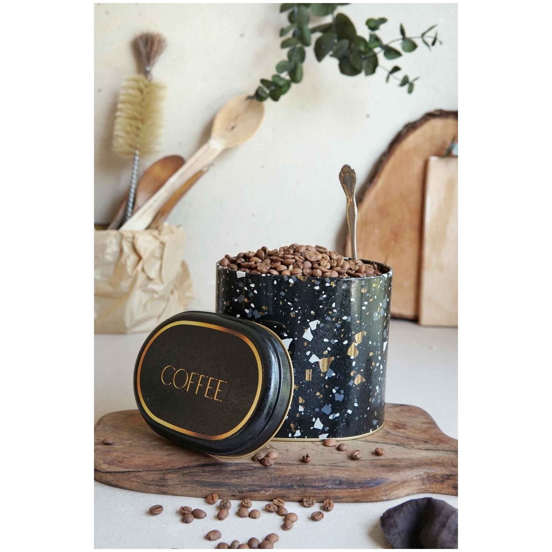 Oval Metal Tin – 140 x 120 x 130 mm (1.4L)  Terrazzo Black