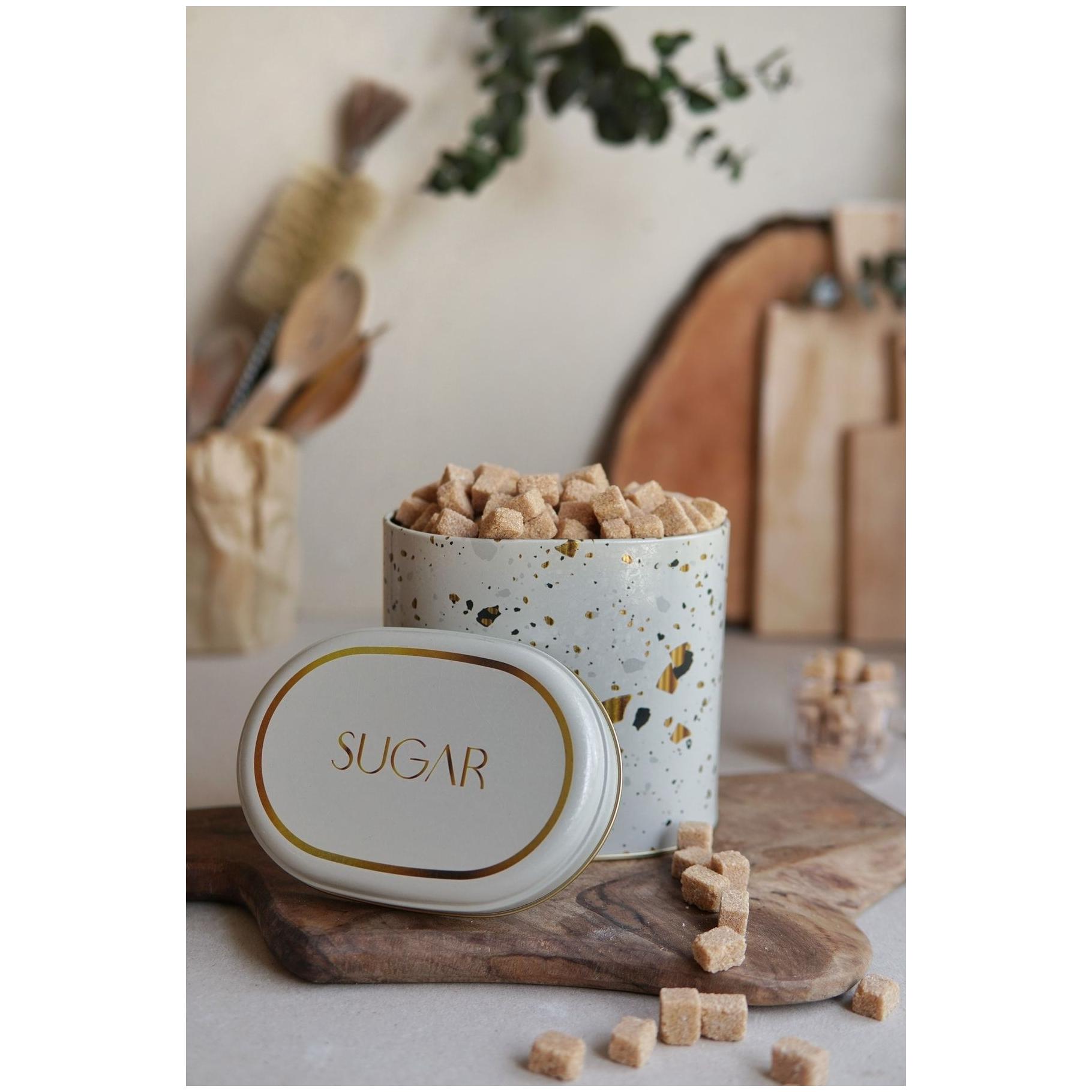 Oval Metal Tin – 140 x 120 x 130 mm (1.4L)  Terrazzo Cream