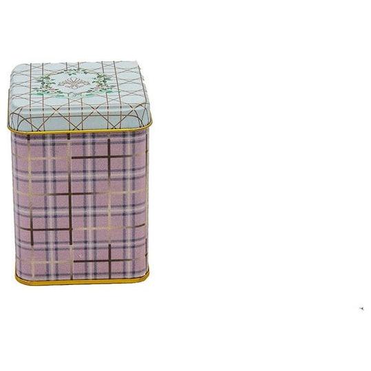 75x75x102 mm Square Metal Box 0.5L slip Lid Rosy Plaid