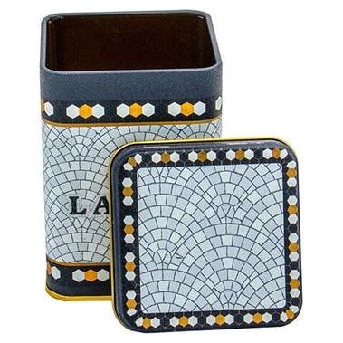 75x75x102 mm Square Metal Box 0.5L slip Lid Geometric Mosaic Pattern