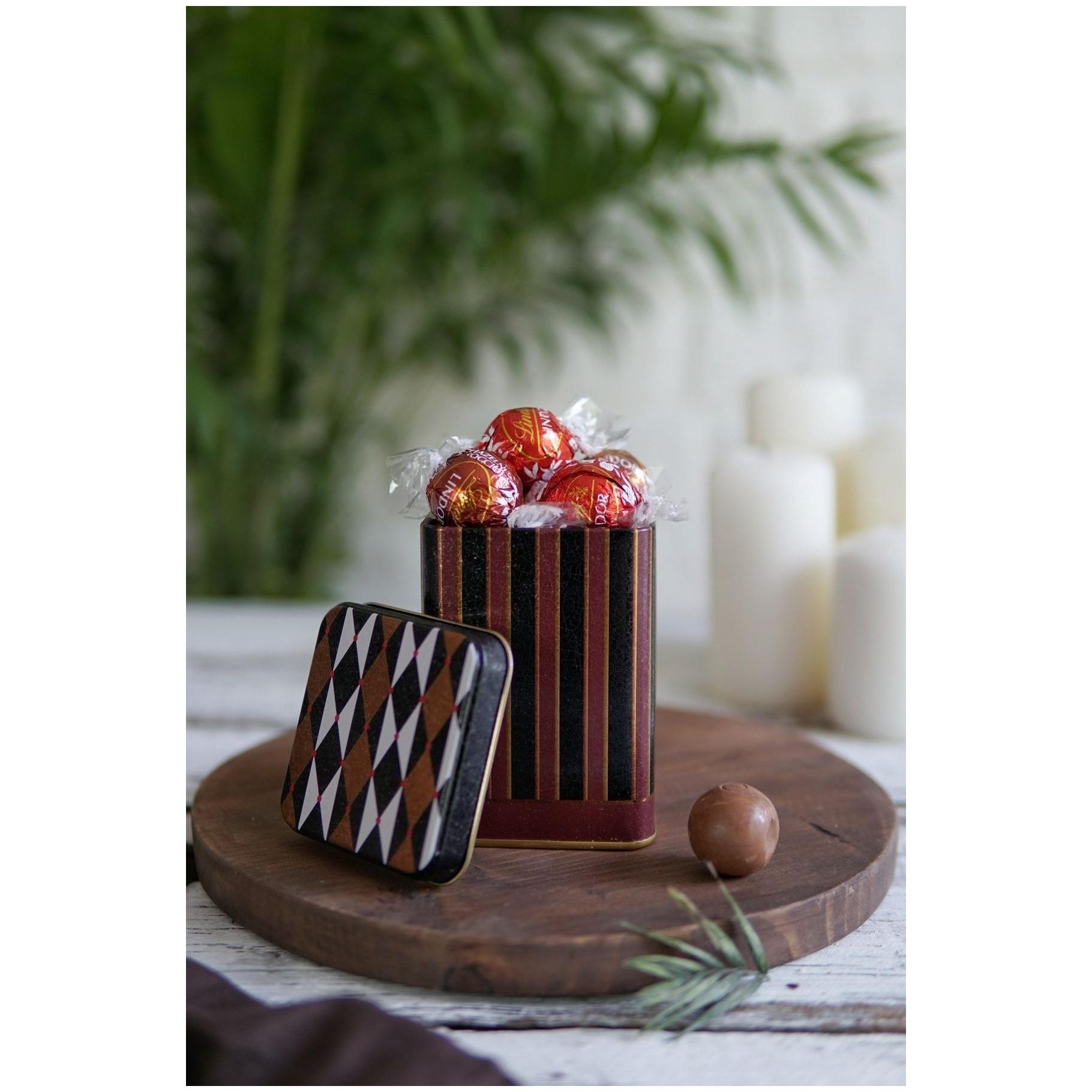 75x75x102 mm Square Metal Box 0.5L slip Lid Vintage Circus Elegance