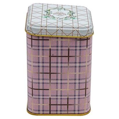 90x90x125 mm Square Metal Tin Box 1L slip Lid   Rosy Plaid