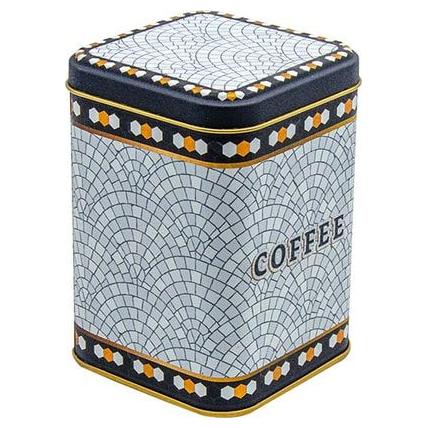 90x90x125 mm Square Metal Tin Box 1L slip Lid   Geometric Mosaic Pattern