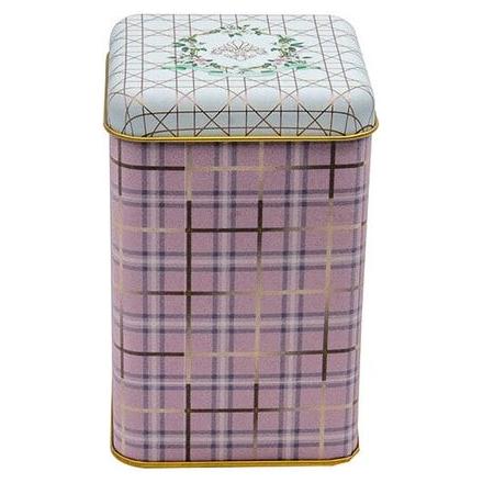  105 x 105 x 160 mm Square Metal Storage Tin  1.6L Rosy Plaid