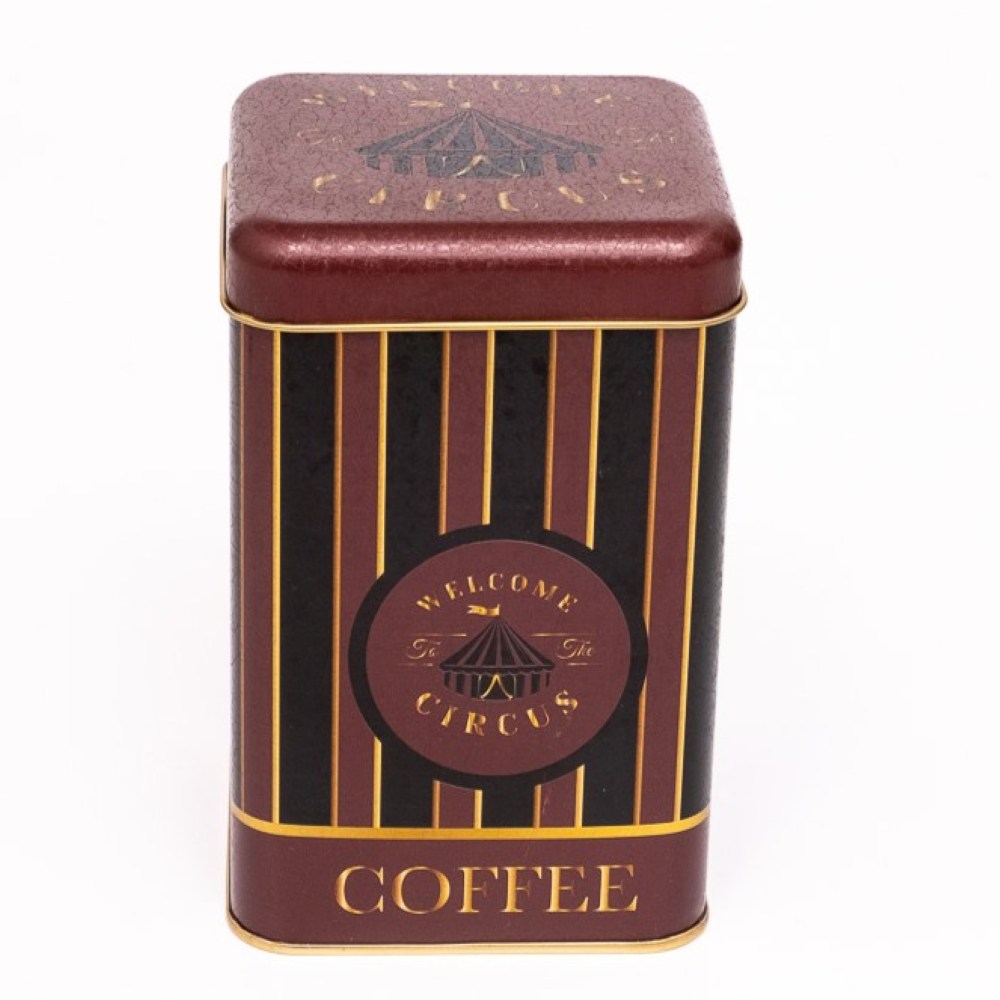  105 x 105 x 160 mm Square Metal Storage Tin  1.6L Vintage Circus Elegance